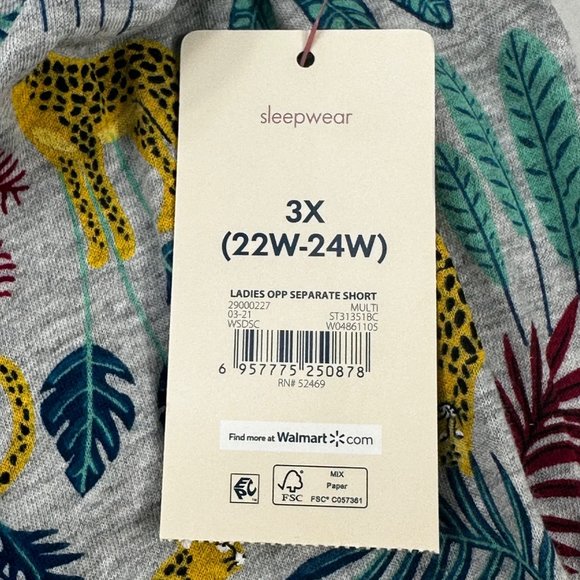Secret Treasures Womens Size 3X 22W-24W Sleep Short Leopard Leaves New With Tags - Picture 4 of 11